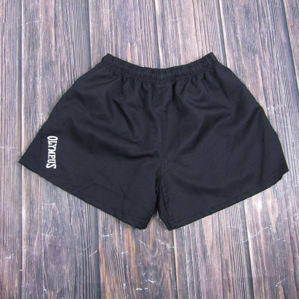 Olympus Mens 27 Black Sweat Shorts Rugby Training Elastic Waist Casual Athletic - Picture 3 of 5